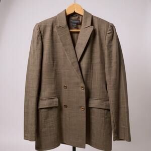 Womens Banana Republic Italian Wool Double Breasted Blazer Taupe Gray size 6